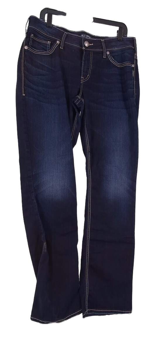 Womens Blue Dark Wash Stretch Denim Straight Jeans Size 14 image number 1