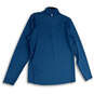 Mens Blue Mock Neck 1/4 Zip Long Sleeve Dri-Fit Running Pullover Shirt Sz M image number 2