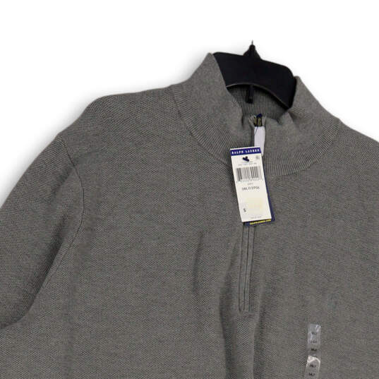 NWT Mens Gray Mock Neck Quarter Zip Knitted Pullover Sweater Size 3XLT image number 3