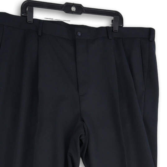 NWT Mens Navy Blue Pleated Slash Pocket Straight Leg Dress Pants Size 44x32 image number 3