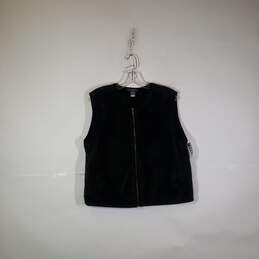 Womens Regular Fit Round Neck Sleeveless Full Zip Vest Jacket Size XL