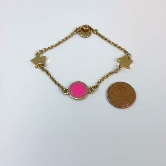 Designer Marc Jacobs Gold Tone Pink Stone Charm Bracelet image number 3