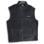 Mens Black Mock Neck Sleeveless Fleece Full-Zip Vest Size XXL image number 1