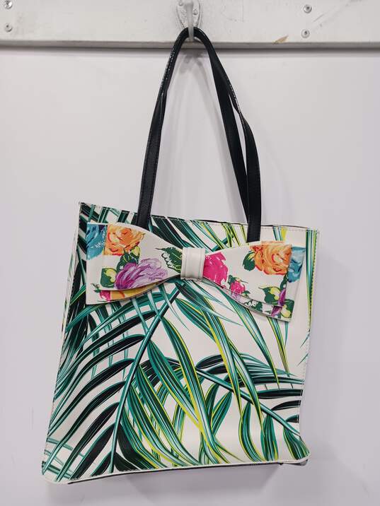 Betsey Johnson Palm Print Floral Tote Purse image number 1