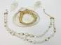 VNTG Faux Pearl & Aurora Borealis Necklace Cluster Earrings & Bracelet 149.2g image number 1