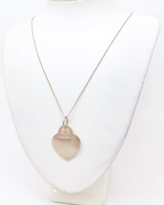 Tiffany & Co 925 Enamel Heart Pendant Necklace 6.8g image number 3