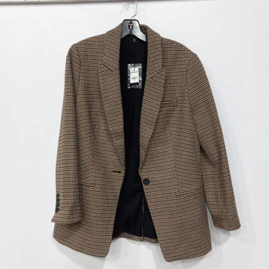 Express Brown Plaid Blazer Suit Jacket Size Medium - NWT image number 1
