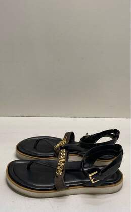 Michael Kors Gold Chain Link Black Thong Sandals Women's Size 9.5