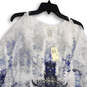 NWT Womens Blue White Printed Round Neck Pullover Blouse Top Size Medium image number 3