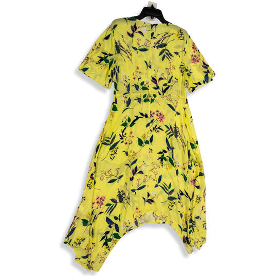 NWT Womens Yellow Floral V-Neck Short Sleeve Fit & Flare Dress Size 12 image number 2