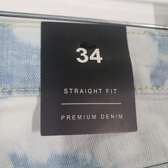 NWT Mens Light Crystal Wash Denim 5 Pocket Design Straight Leg Jeans Size 34 image number 3
