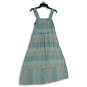 Womens Turquoise Striped Square Neck Button Front A-Line Dress Size XS image number 2