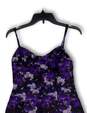 NWT Womens Black Purple Floral Spaghetti Strap Back Zip Mini Dress Size S image number 3
