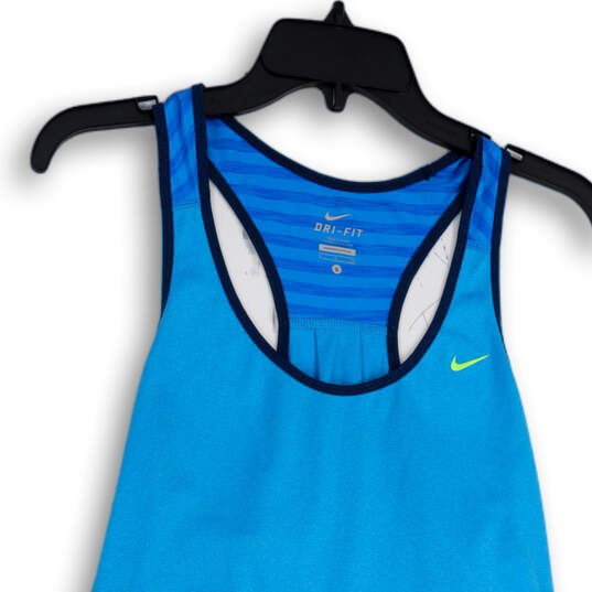 Womens Blue Scoop Neck Sleeveless Dri-Fit Pullover Tank Top Size Small image number 3