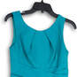 Womens Blue Sleeveless Round Neck Pockets Back Zip Sheath Dress Size 7 image number 3