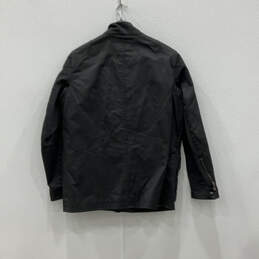 Mens Black Long Sleeve Stand Collar Full-Zip Biker Jacket Size Large alternative image