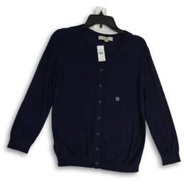 NWT Loft Womens Navy Blue Long Sleeve Button Front Cardigan Sweater Size Medium