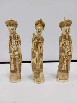 3 Chinese  12" Carved Statues