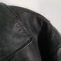Mens Leather Long Sleeve Pockets Collared Full-Zip Motorcycle Jacket Size Medium image number 3