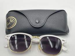Womens White Gold Clubmaster Aluminum Flash Lens Gradient Square Sunglasses