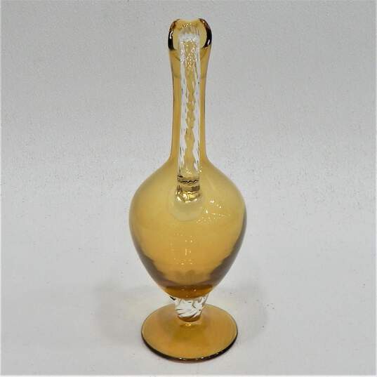 VNTG Hand Blown Amber Pitcher W/5 Glasses image number 3