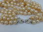 Vintage Crown Trifari Faux Pearl Rhinestone Double Strand Necklace 112.9g image number 4