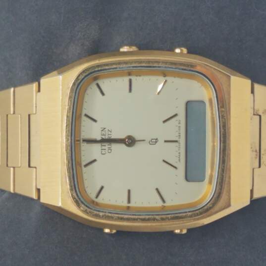 Citizen T010-085105SU Ana-Digi Vintage Gold Tone Watch image number 1