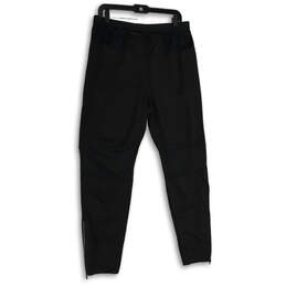 NWT Mens Black Elastic Waist Drawstring Ankle Zip Track Pants Size LT alternative image