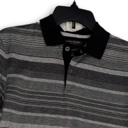Womens Gray Striped Standard Fit Short Sleeve Collared Polo Shirt Size S image number 3