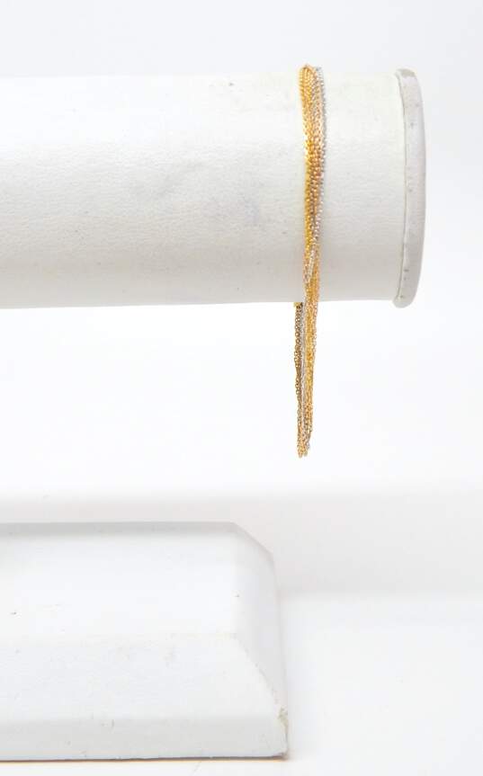 14K Yellow & White Gold 6-Strand Fine Chain Bracelet 2.3g image number 3