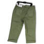 NWT Womens Green Denim High Rise Pockets Relaxed Fit Cropped Jeans Size 14 image number 2
