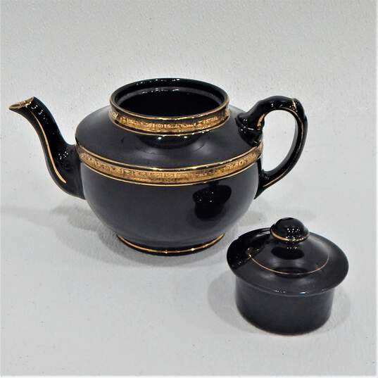 VNTG Black Gold Teapot Sabin Creamer Sugar Crest-O-Gold image number 2