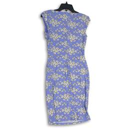 NWT Womens Light Blue White Floral Sleeveless V-Neck Pullover Sheath Dress Sz 2 alternative image