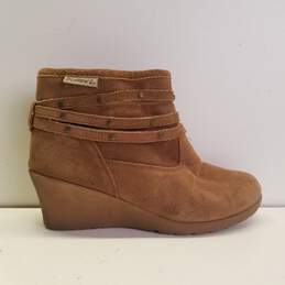 Bearpaw 1686W Glimmer Brown Suede Wedge Ankle Boots Shoes Women's Size 10