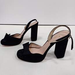 Kate Spade NY Briana Black Velvet Feel Sparkle Platform Block Heels Size 9M alternative image