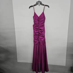 Purple V Neck Ruched Mermaid Sleeveless Dress alternative image