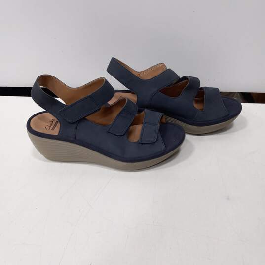 Clarks Reedly Juno Women's Blue Wedge Sandals Size 7 image number 3