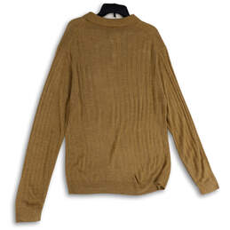 Mens Brown Knitted Long Sleeve Spread Collar Pullover Sweater Size XL alternative image