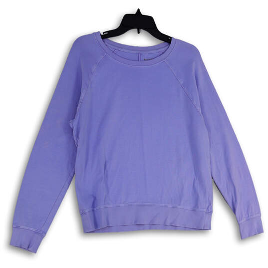 Womens Purple Crew Neck Long Sleeve Pullover Sweatshirt Size Medium image number 3