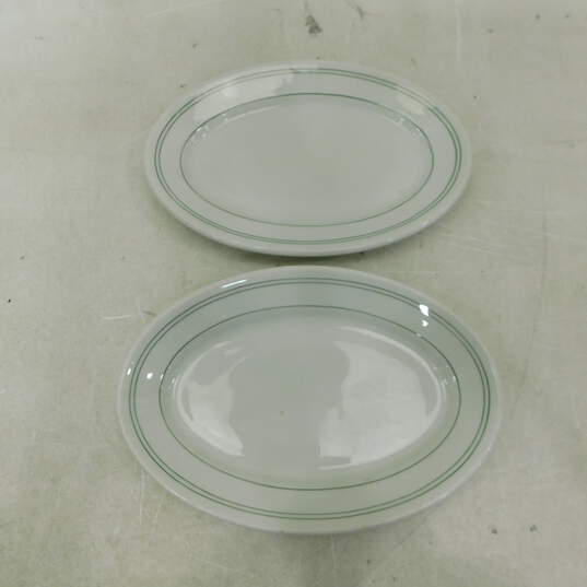 2 Vintage Jackson Vitrified China Green Stripe Plates  Restaurant Ware image number 1