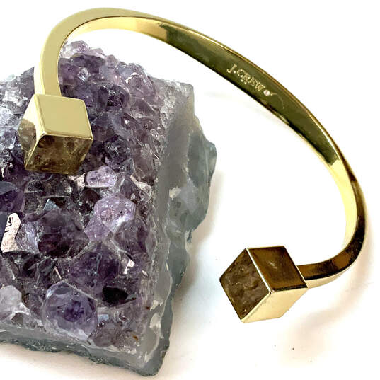 Designer J.Crew Gold-Tone Mercantile Cube Ends Fashionable Cuff Bracelet image number 1