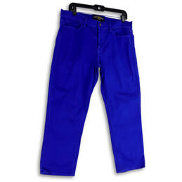 Womens Blue Denim Medium Wash Stretch Pockets Straight Leg Jeans Size 16/33