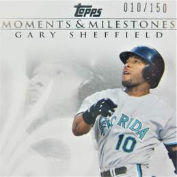 2008 Gary Sheffield Topps Moments & Milestones 010/150 Jersey Number 1/1 Florida Marlins alternative image