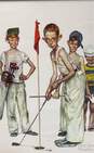 Four Sporting Boys Print by Norman Rockwell Vintage Mid Century Matted & Framed image number 5
