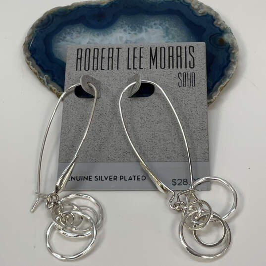 Designer Robert Lee Morris Silver-Tone Multiple Round Rings Dangle Earrings image number 1