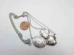 Sterling Silver Heart & Oval Floral Scroll Locket Necklaces 15.8g alternative image