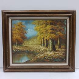 Painting Of A Meadow In Wood Frame