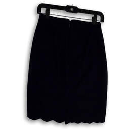 Womens Blue Flat Front Scalloped Hem Back Zip Straight & Pencil Skirt Sz 00