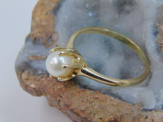 14K Yellow Gold Pearl Solitaire Ring 2.4g image number 3