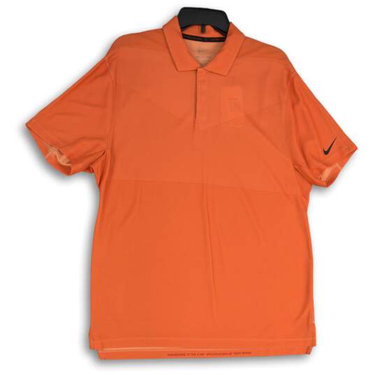 Nike Mens Orange Dri-Fit ADV Short Sleeve Spread Collar Golf Polo Shirt Size M image number 1